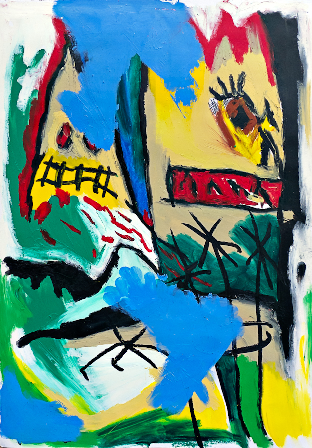 Oil paintstick and pencil on paper